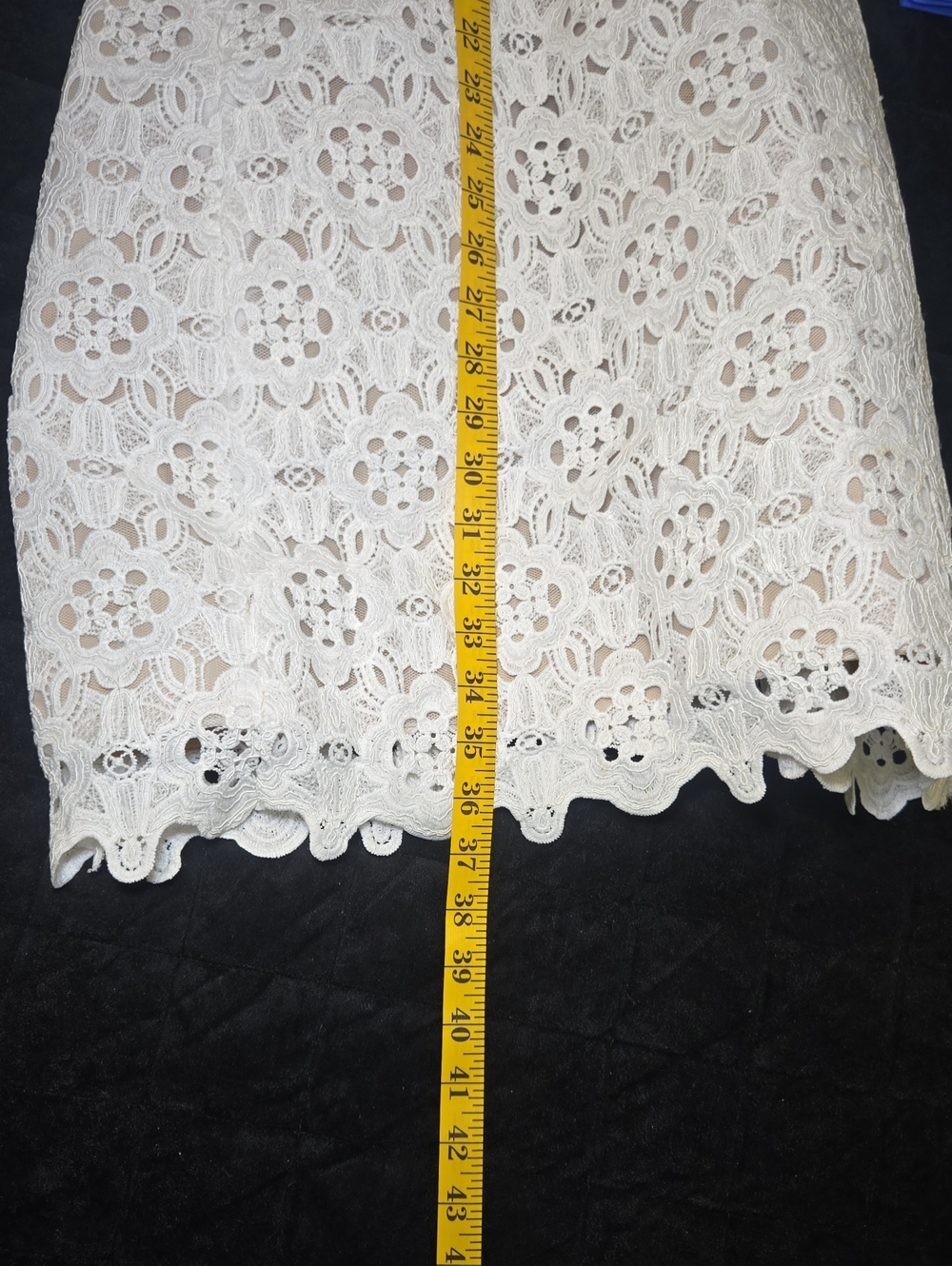 Bardot Rowen High-Neck Lace Mini Dress White Fit & Flare Scalloped Size 4 NWT - Picture 10 of 12